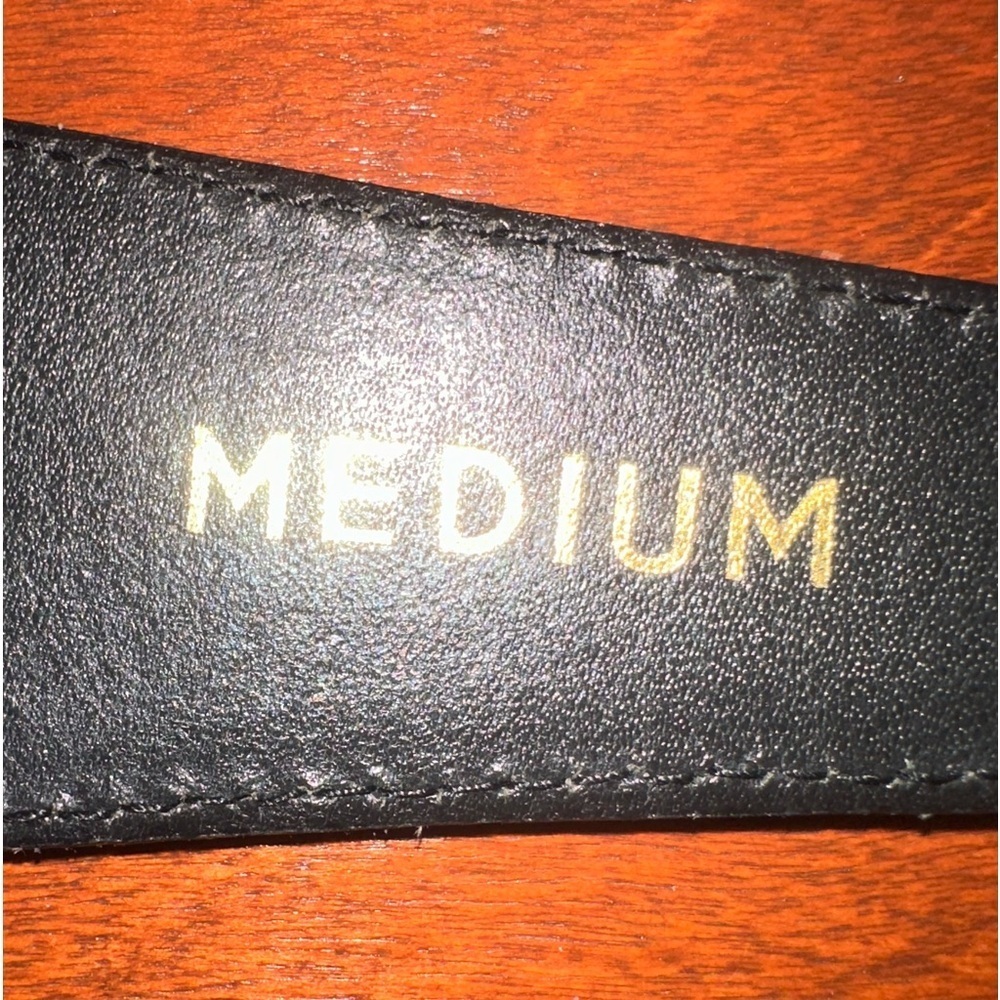 “i Santi” Women’s Belt Made In Italy Black With Gold Tone Hardware Size M - Picture 7 of 10